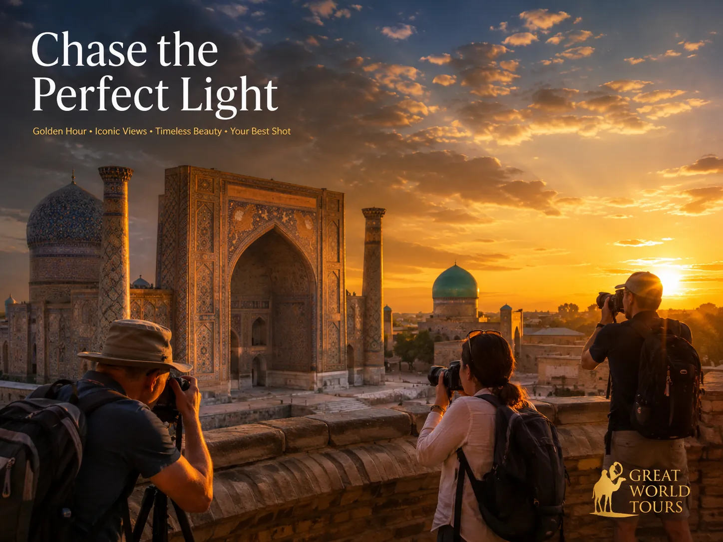 Samarkand and Uzbekistan architectural photography experience at golden hour