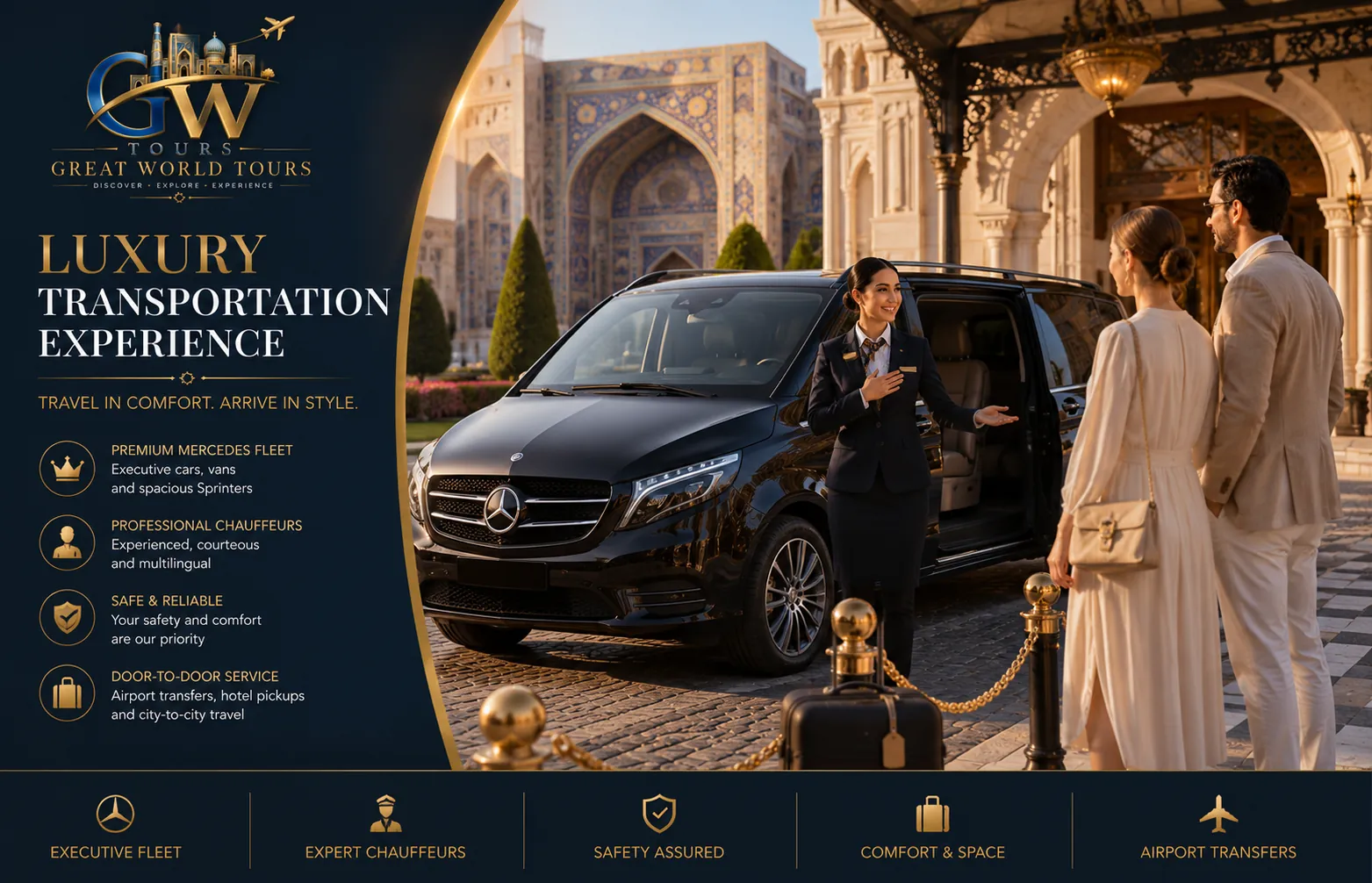 Luxury Mercedes Fleet for Private Uzbekistan Tours