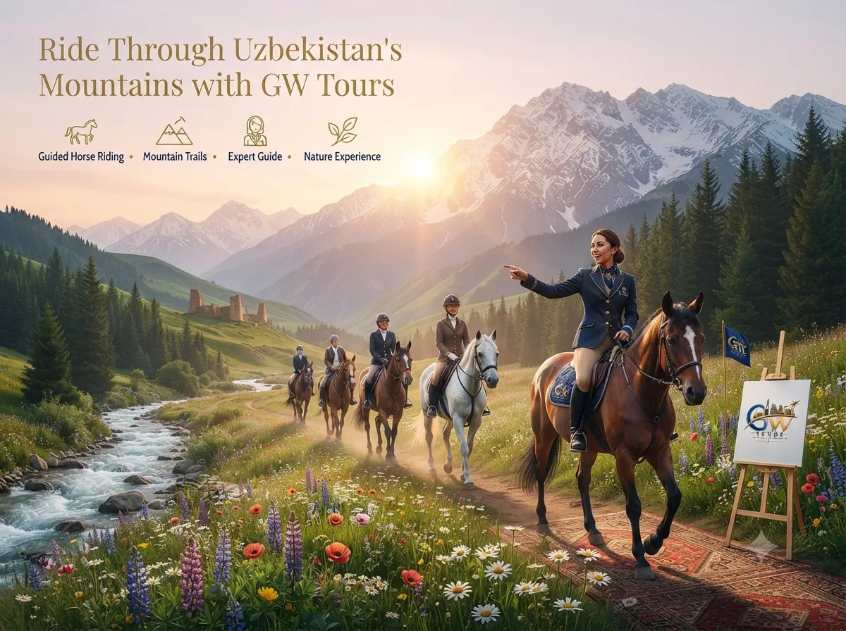 Open Uzbekistan landscape for a guided horse riding experience