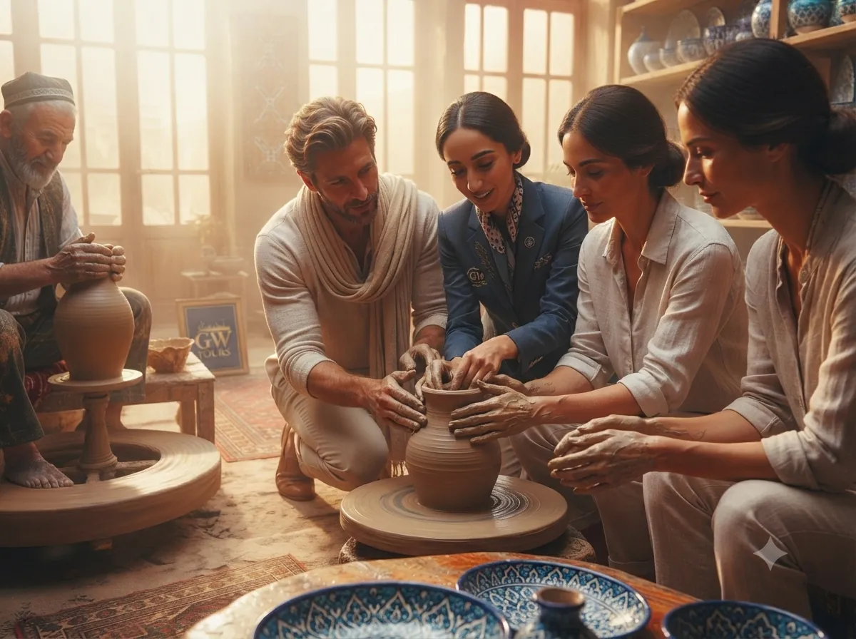 Traditional Uzbekistan pottery workshop for Silk Road travelers